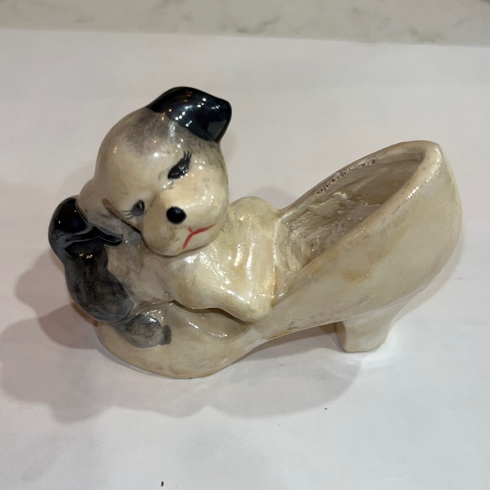 Ceramic Dog vintage dog shoe 3 inches